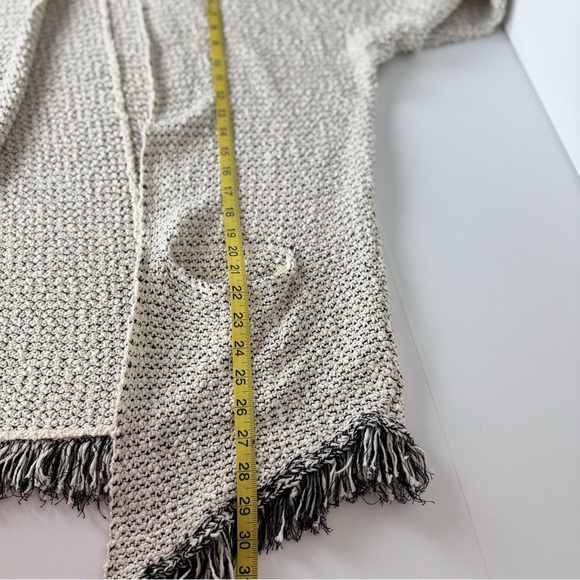 Free People Knit Hooded Fringe Cardigan‎ Sweater Ivory Black – Size M - Picture 10 of 13